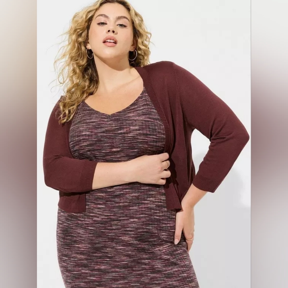 Torrid Three Quarter Sleeve Cropped Shrug Lightweight Cardigan 3X NWT